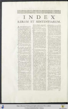 Index Rerum Et Sententiarum.