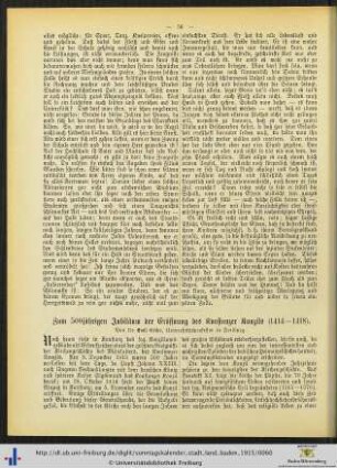 Zum 500jährigen Jubiläum der Eröffnung des Konstanzer Konzils (1414 – 1418).