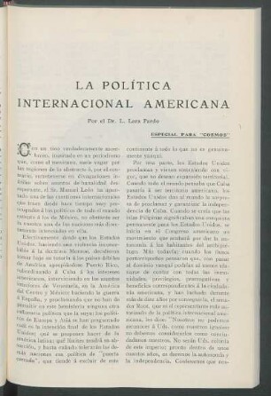 La política Internacional Americana