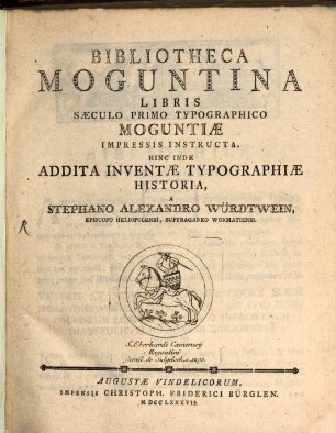 Bibliotheca Moguntina, libris saeculo primo typographico Moguntiae impressis instructa