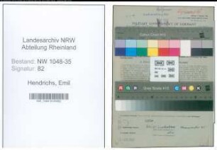 Entnazifizierung Emil Hendrichs , geb. 25.01.1889 (Dekorateur)