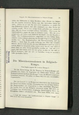 Die Minenkonzessionen in Belgisch-Kongo.