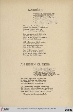 An einen Kritiker