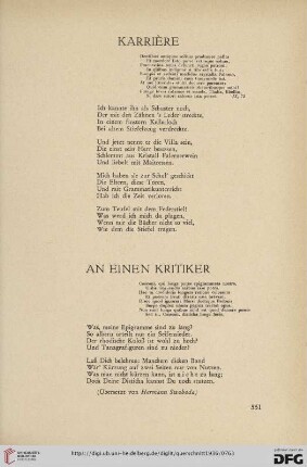 An einen Kritiker