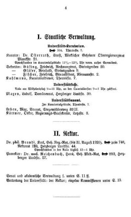 I. Staatliche Verwaltung. - VII. Gesellschaft der Wissenschaften.