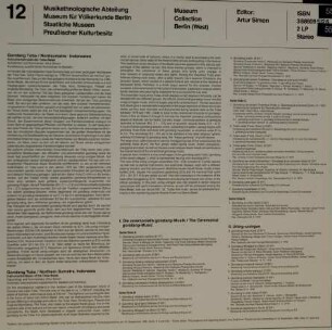 Gondang Toba (Nordsumatra) Instrumentalmusik der Toba-Batak - Vol. 12: Die zeremonielle Gondang-Musik (Seite A/B)