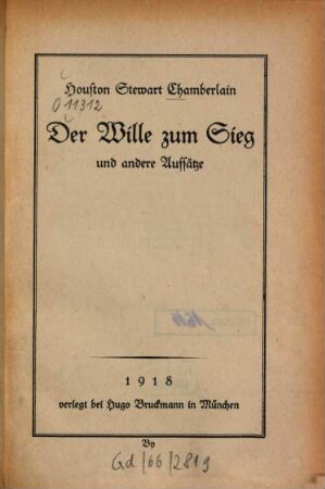 Der Wille zum Sieg und andere Aufsätze