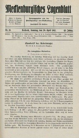 Nr. 18. Rostock, Sonntag, den 29. April 1917.