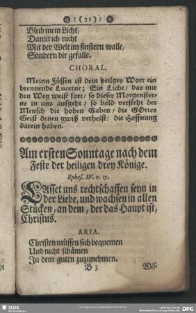 Am ersten Sonntage nach dem Fester der heiligen drey Könige
