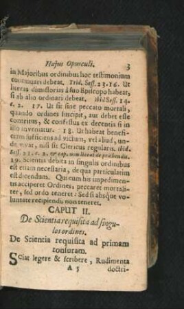 Caput II. De Scientia requisita ad singulos ordines.