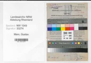 Entnazifizierung Gustav Marx , geb. 29.04.1903 (Kraftfahrer)