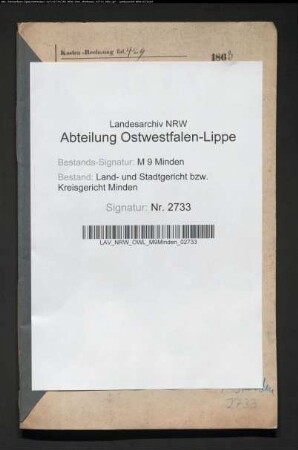 Erblasser: Vinke, Wilhelm; Erblasser: Vinke, Marie Christine Caroline, geb. Vinke: