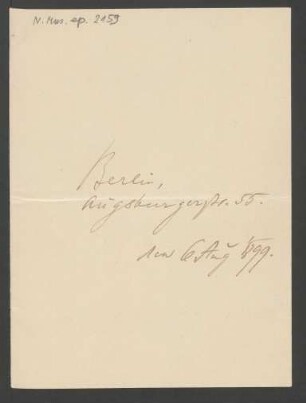 Brief an Hippolyt von Vignau : 06.08.1899