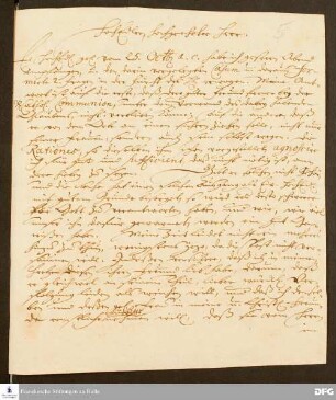 Brief von August Hermann Francke an Christian Daniel Hoffkuntz.