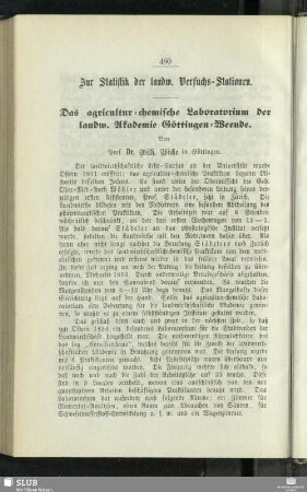 Zur Statistik der landw. Versuchs-Stationen