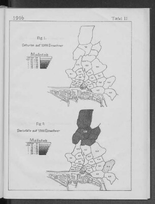 Fig. 1. Geburten auf 1000 Einwohner Fig. 2 Sterbefälle auf 1000 Einwohner