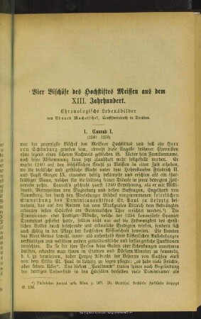 Vier Bischöfe des Hochstiftes Meissen aus dem XIII. Jahrhundert : chronologische Lebensbilder