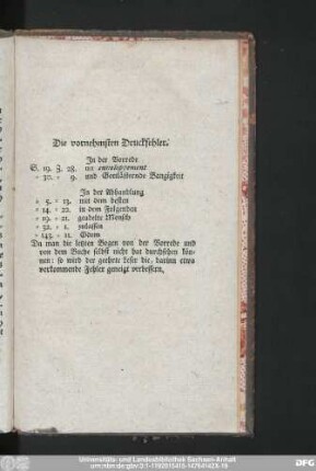 Die vornehmsten Druckfehler.