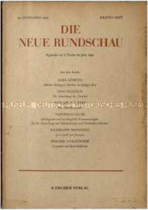 Kulturzeitschrift. 63. Jahrgang, 1952