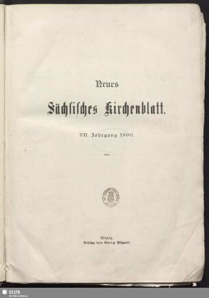 7.1900: Neues sächsisches Kirchenblatt