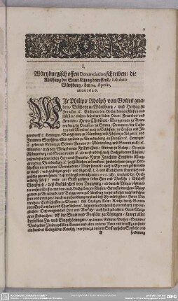 [Wurtzburgisch offen Denunciationschreiben, andere Würtzburgische Denunciation und darauff erfolgte Decrete]