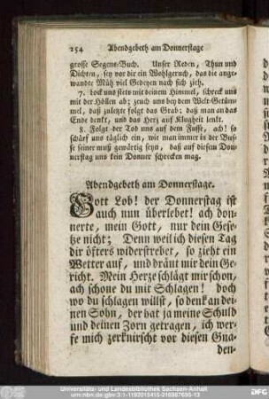 Abendgebeth am Donnerstage.