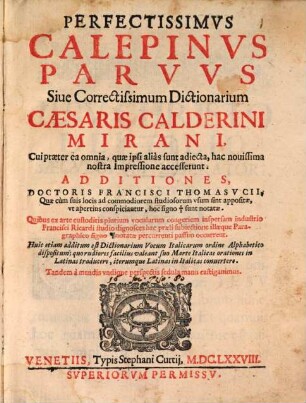 Perfectissimus Calepinus parvus