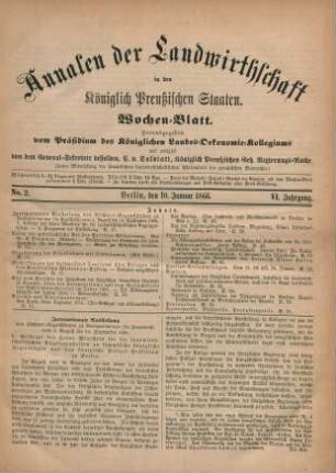 No. 2. Berlin, den 10. Januar 1866. VI. Jahrgang.