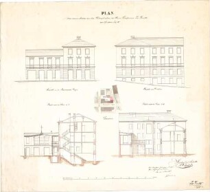 Reiffenstuel, Michael; München; Wohnhaus Zenetti - Lageplan, Ansichten, Schnitte