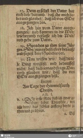 [Am Tage der Himmelfarth Christi]