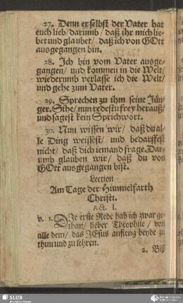[Am Tage der Himmelfarth Christi]