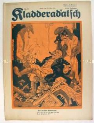 Satirezeitschrift "Kladderadatsch" mit einer Karikatur auf Clémenceau