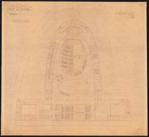 Messegelände, Berlin-Charlottenburg: Vorprojekt, Kongresshalle und Hauptrestaurant, Grundriss 1. und 2.OG 1:200