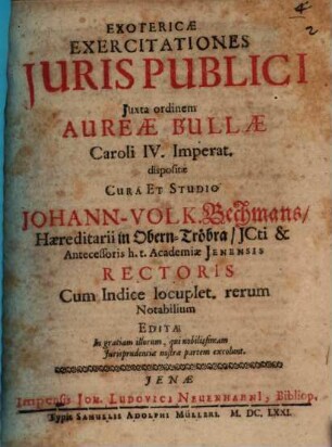 Exotericae Exercitationes Juris publici