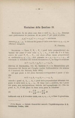 Risoluzione della Questione IV.