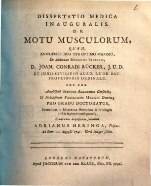 Diss. med. inaug. de motu musculorum