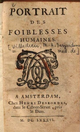 Portrait des foiblesses humaines