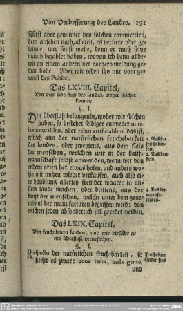 Das LXVIII. Capitel, Von dem überfluß des landes, woher solcher komme
