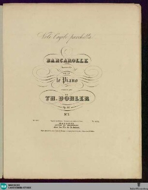 Barcarolle : transcrite pour le piano; op. 36; No. 1