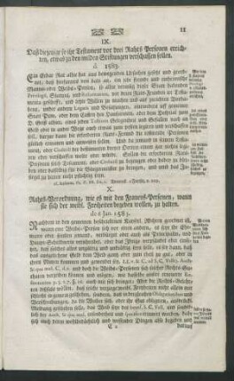 X. Rahts-Verordnung, wie es mit den Frauens-Personen, wann sie sich der weibl. Freiheiten begeben wollen, zu halten. de Jan. 1583.