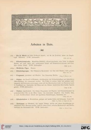 Arbeiten in Bein (Nr. 1062 - 1086)
