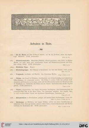 Arbeiten in Bein (Nr. 1062 - 1086)