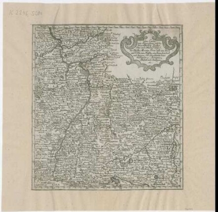 Neue Carte vom Rheinstrom und die benachbahrte Länder, Ober- und Nieder-Elsass, die Pfaltz, Maintz, Trier und ein Theil von Cölln, von Hessen, von Franckenland und Bayern, der Schwäbische Creis, Würtemberg, Breisgau, Baden und Suntgau, etc.