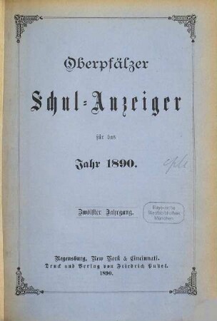 Oberpfälzer Schul-Anzeiger. 12. 1890