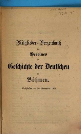 Jahresbericht des Vereins für Geschichte der Deutschen in Böhmen. 2. 1863/64
