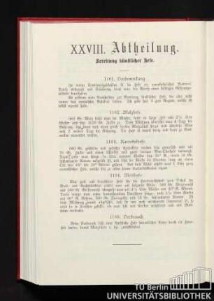 XXVIII. Abtheilung. Bereitung künstlicher Hefe.