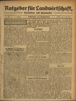 Ausgabe vom Sonntag, den 04. Juli 1915.