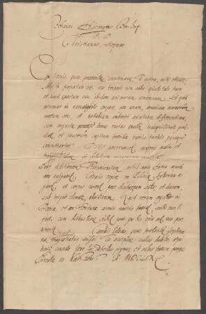 Christian Hofmann von Hofmannswaldau (1617-1679) Autographen: Brief von Christian Hofmann von Hofmannswaldau an Johann Hieronymus Im Hof - BSB Autogr.Cim. Hofmann von Hofmannswaldau, Christian