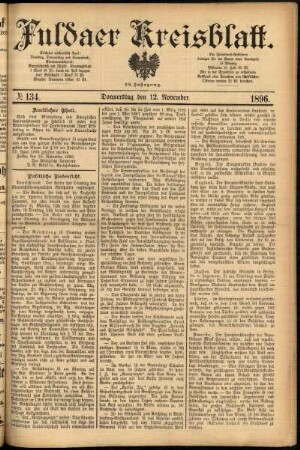 Erste Ausgabe vom Donnerstag, den 12. November 1896.