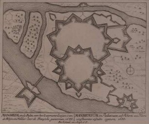 Plan der Befestigung von Mannheim, 1:14 000, Kupferstich, um 1710